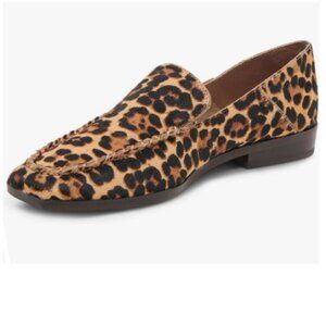 YDN Leopard Chunky Low Heel Loafer Closed Square Toe Slip On Office Lady Shoe